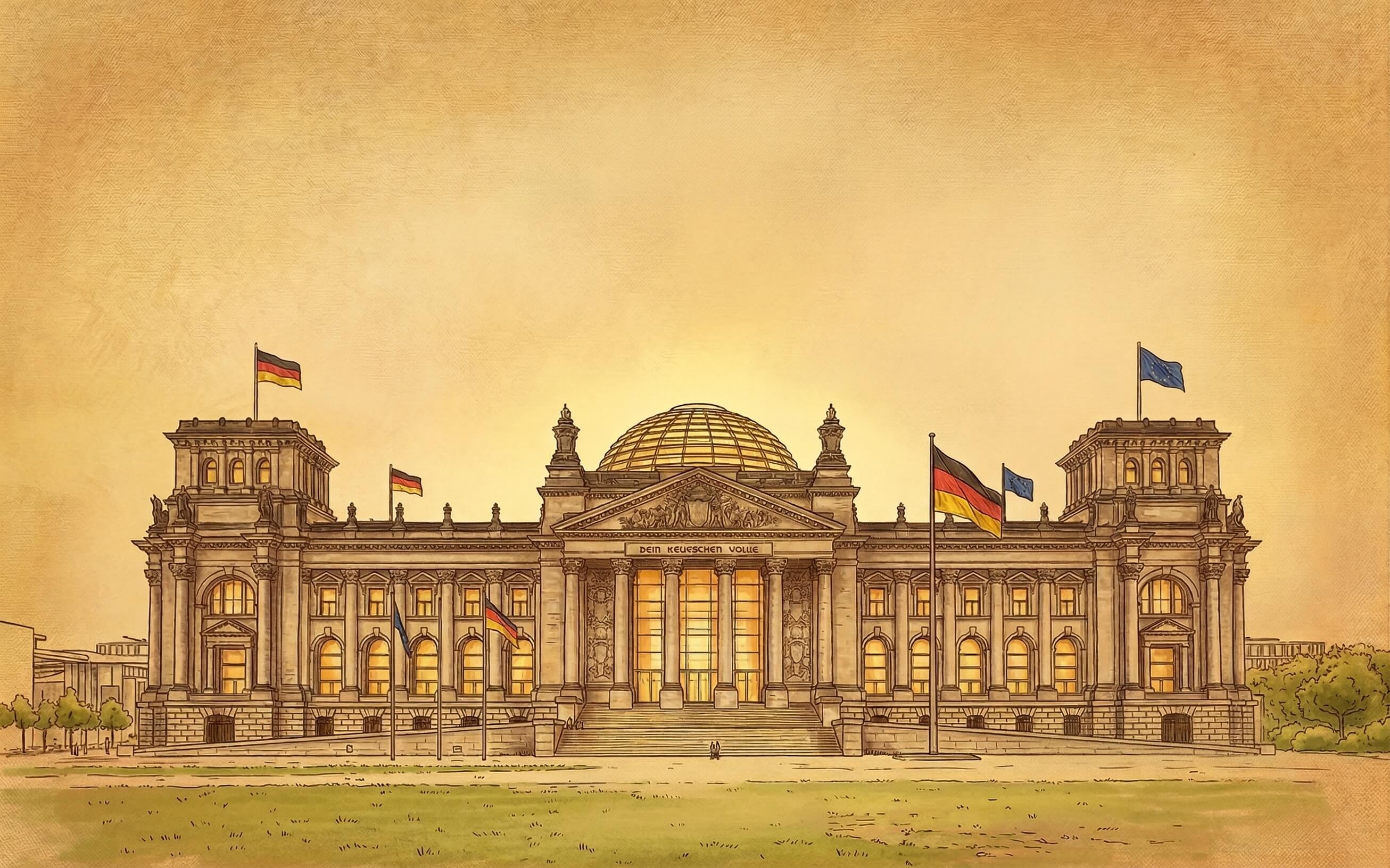 Illustration des Reichstagsgebäudes in Berlin